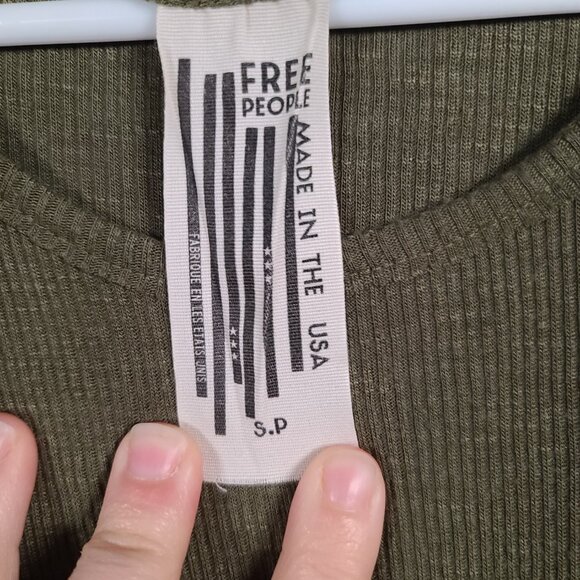 Free People Made in the USA Women's Army Green Tank Top Size Small - Picture 2 of 8